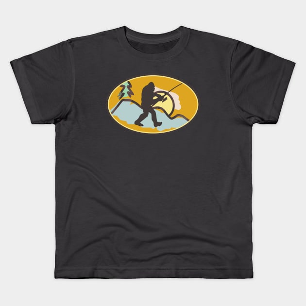Bigfoot Been Fishing Kids T-Shirt by Etopix